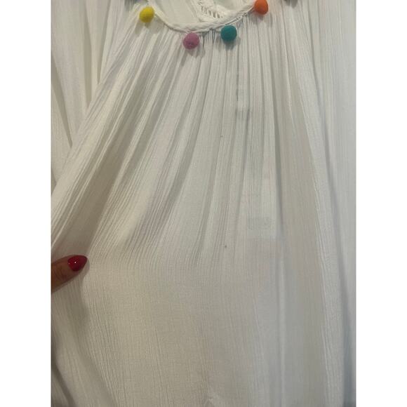 NWT Nanette Lapore Swim Boho Coverup Vacation Resortwear Small White Colorful - Picture 9 of 9